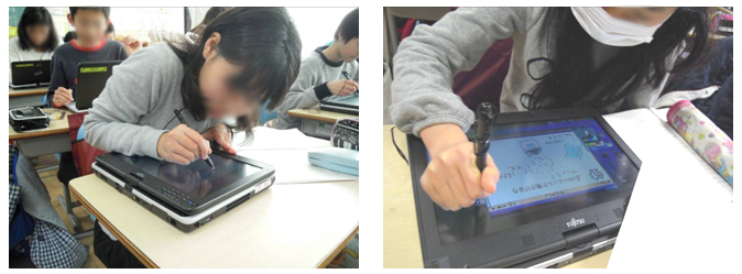 スタディノートを使い、クイズを作成している様子